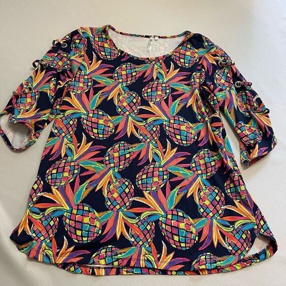 Lulu B Pineapple Top Blouse Size Small - Picture 1 of 9